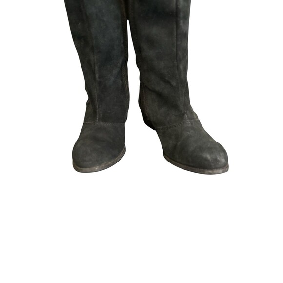 Naughty Monkey Black Leather Over the Knee Hidden Wedge Zip Boots Women Size 7.5 - Picture 8 of 11